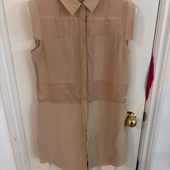 T by Alexander Wang Beige Mesh Silk dress - Picture 2 of 5